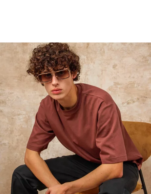 Men's Cassia Rectangular Sunglasses in Light Gold
