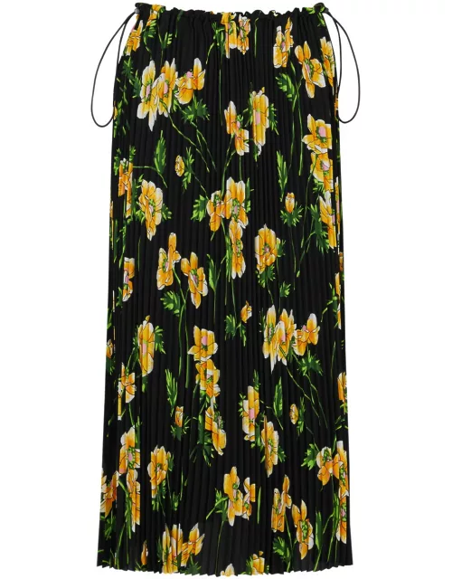 Balenciaga Floral-print Pleated Midi Skirt - Black - 40 (UK12 / M)