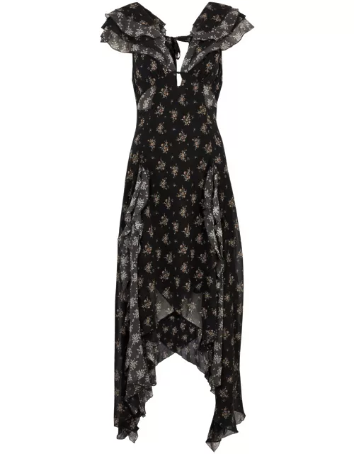 Free People Joaquin Floral-print Chiffon Midi Dress - Black - L (UK16-UK18 / L)
