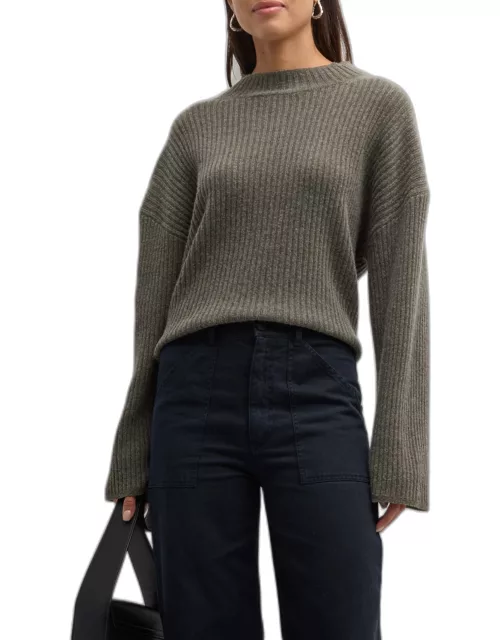 Idesia Mock-Neck Long-Sleeve Ribbed Sweater