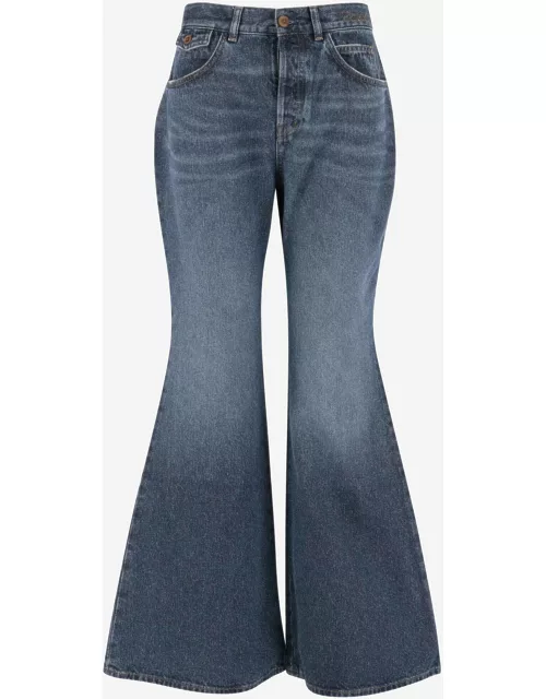 Chloé Flared Jeans In Cotton And Hemp Deni