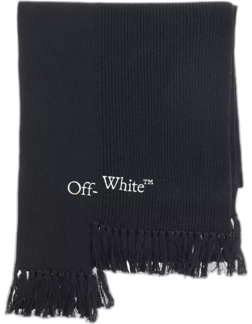 Off-White Asymmetrical Cotton And Cashmere Blend Scarf