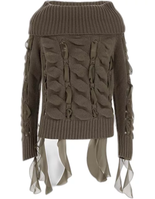Blumarine Wool Sweater With Ruffle
