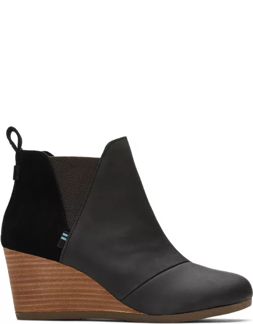TOMS Women's Black Leather And Suede Kelsey Bootie
