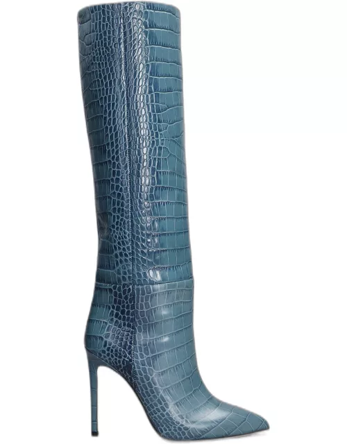 Paris Texas High Heels Boots In Blue Leather