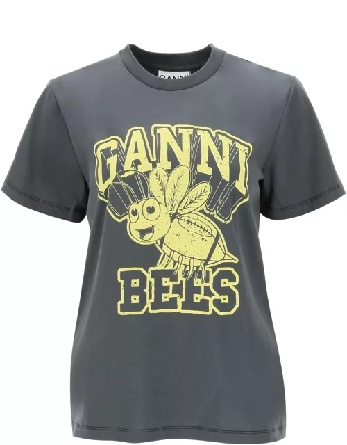 Ganni Crew-neck T-shirt With Bees Print