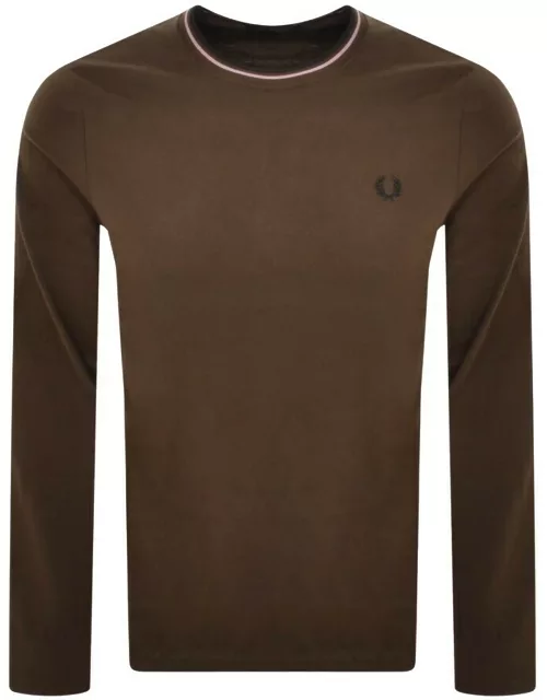 Fred Perry Twin Tipped Long Sleeved T Shirt Brown