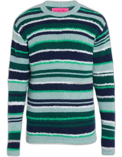 Men's Mixed Stripe Cashmere-Silk Sweater