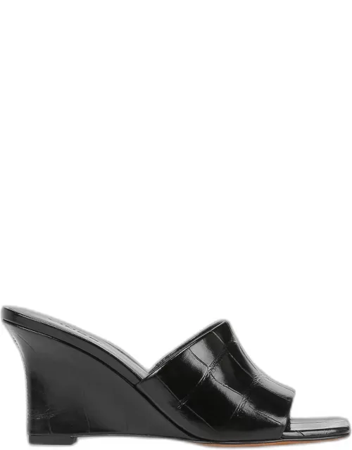 Pia Leather Wedge Slide Sandal