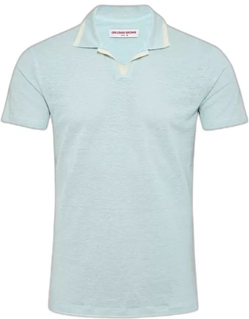 Felix Linen - Powdered Sky Resort Collar Linen Pique Polo Shirt