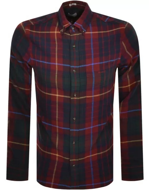 Gant Check Flannel Check Long Sleeved Shirt Red