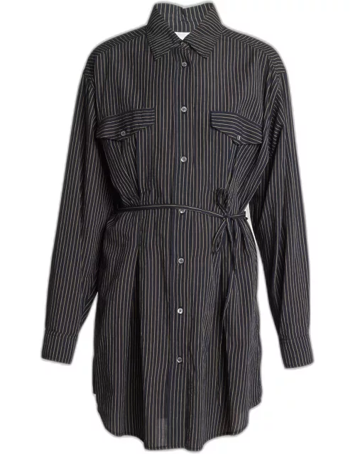 Liliane Striped Long-Sleeve Mini Shirtdres