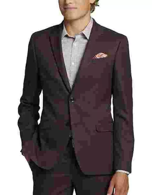 Egara Big & Tall Slim Fit Men's Suit Separates Jacket Burgundy Windowpane