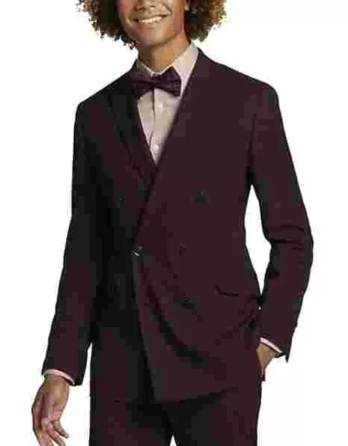 Egara Slim Fit Double Breasted Peak Lapel Men's Suit Separates Jacket Burgundy
