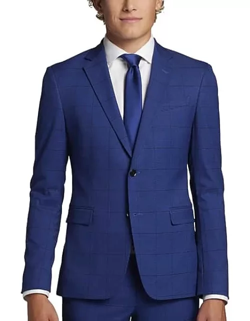 Egara Men's Suit Separates Slim Fit Jacket Cobalt Plaid