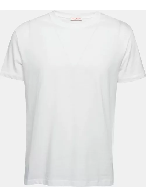 Valentino White Cotton Crew Neck Half Sleeve T-Shirt