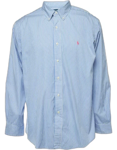 Ralph Lauren Blue Striped Cotton Button Front Full Sleeve Shirt