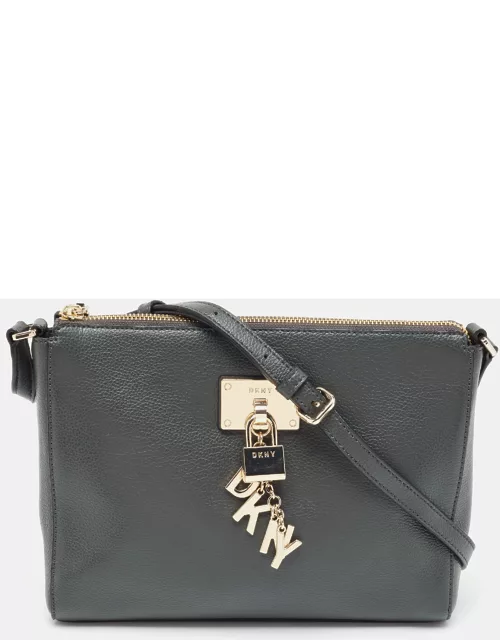 DKNY Dark Grey Leather Ellisa Messenger Bag