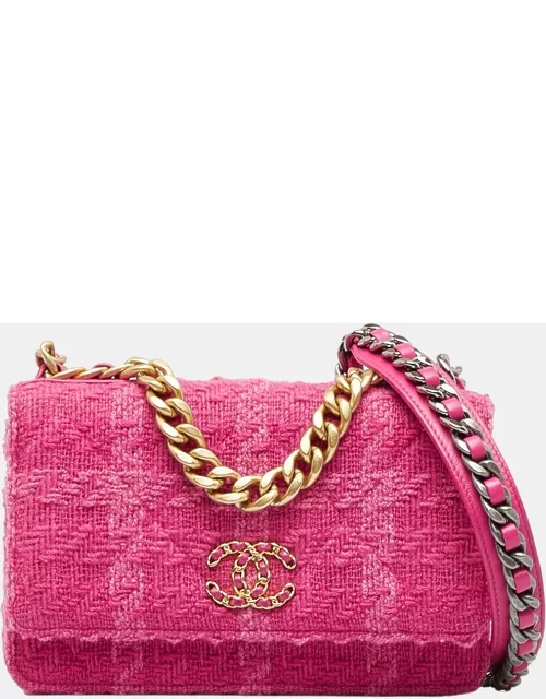 Chanel Pink Tweed 19 Wallet On Chain