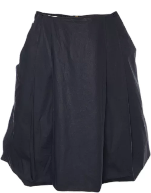 Marni Black Cotton Pleated Detail Mini Skirt