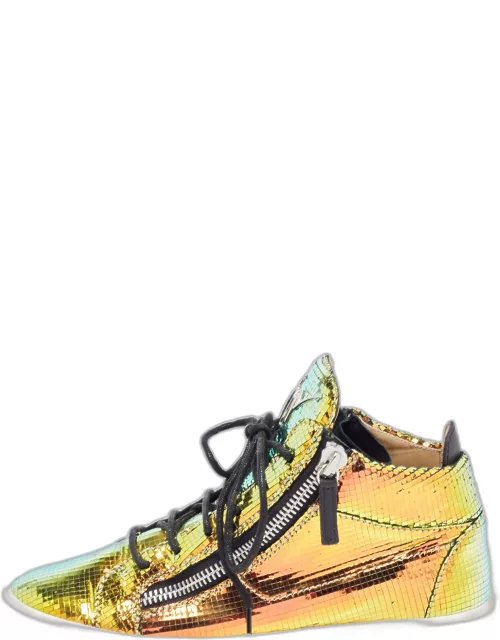 Giuseppe Zanotti Multicolor Foil Leather High Top Sneaker