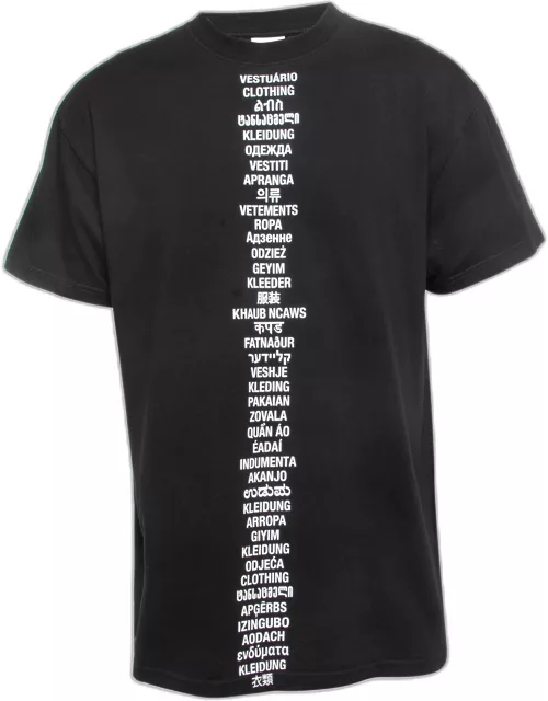Vetements Black Languages Print Cotton Crew Neck Half Sleeve T-Shirt