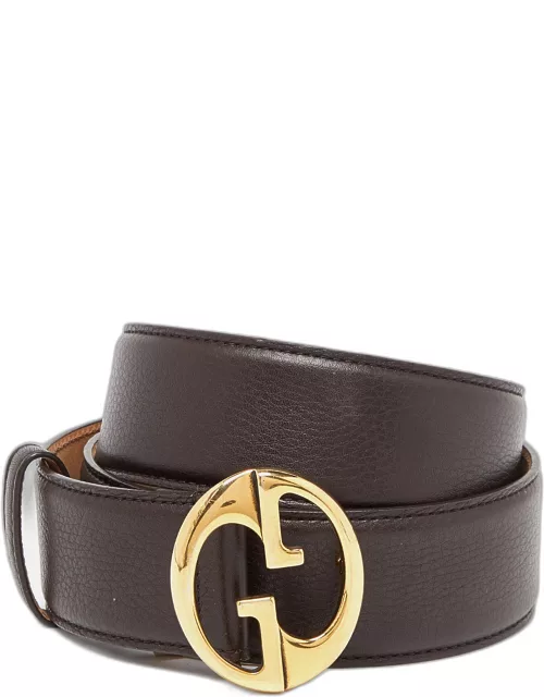 Gucci Brown Leather Interlocking G Buckle Belt 90C