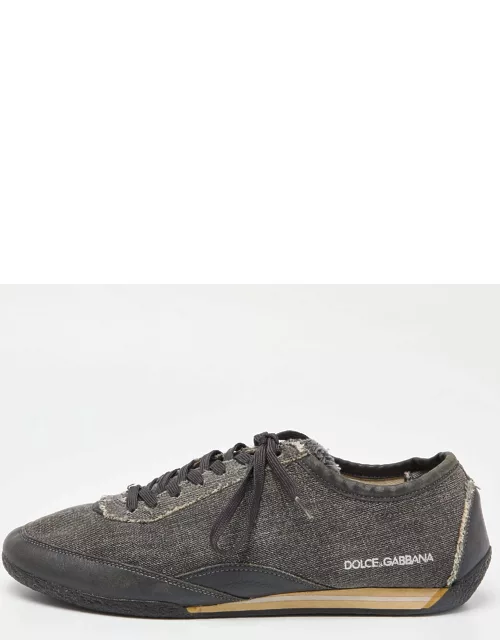 Dolce & Gabbana Dark Grey Denim Lace Up Sneaker