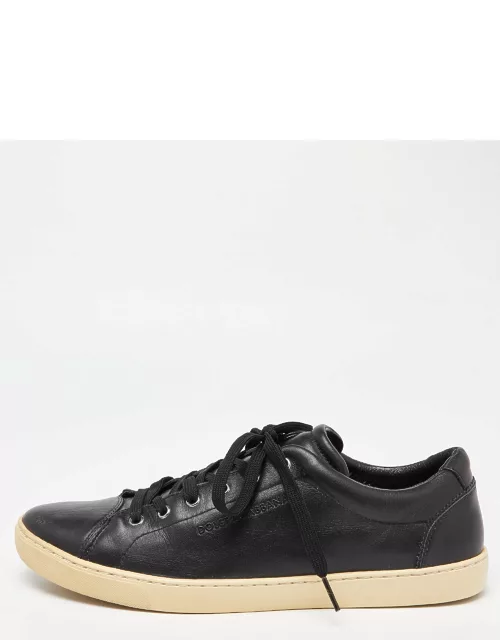 Dolce & Gabbana Black Leather Lace Low Top Sneaker