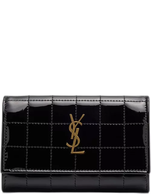 YSL Monogram Small Flap Wallet in Quilted Patent Leather