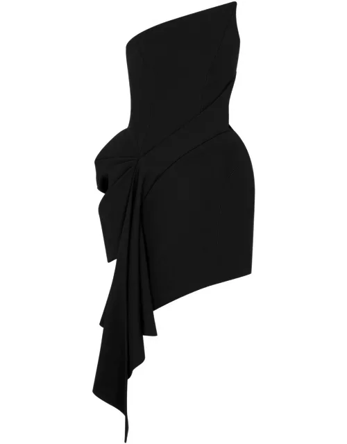 Mugler Asymmetric Strapless Twill Mini Dress - Black - 40 (UK12 / M)