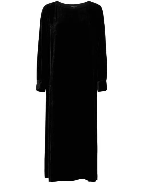 Eileen Fisher Velvet Midi Dress - Black - L (UK 18-20 / XL)