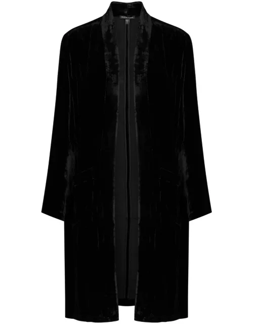 Eileen Fisher Longline Velvet Jacket - Black - M (UK 14-16 / L)