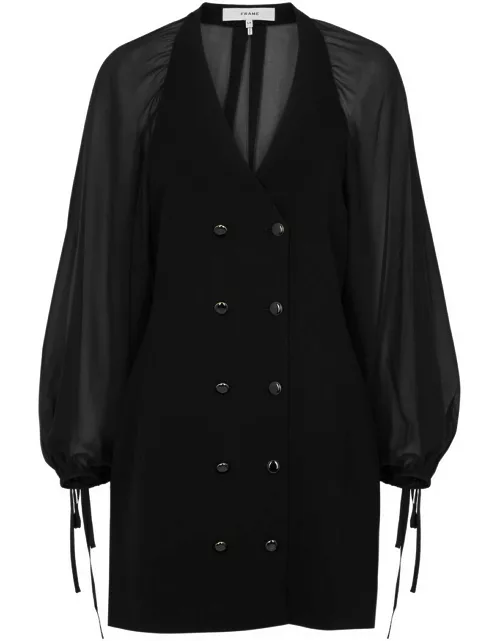 Frame Double-breasted Panelled Mini Blazer Dress - Black - L (UK14 / L)
