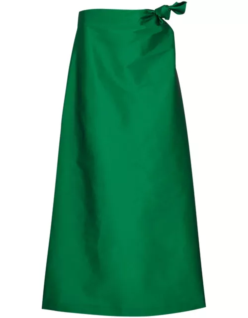 Bernadette Carlotta Knotted Taffeta Maxi Skirt - Green - 36 (UK8 / S)