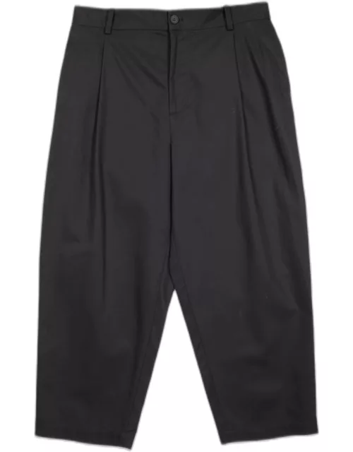 Maison Kitsuné Cropped Pleated Chino Pants In Cotton Gabardine Black cotton pleated cropped pants - Cropped pleated chino pant
