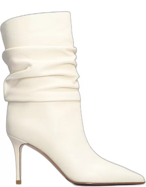 Le Silla Eva 90 High Heels Ankle Boots In Beige Leather