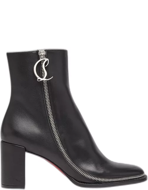 Leather Zipper Red Sole Ankle Boot
