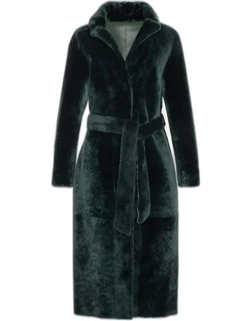 Belted Shearling Overcoat