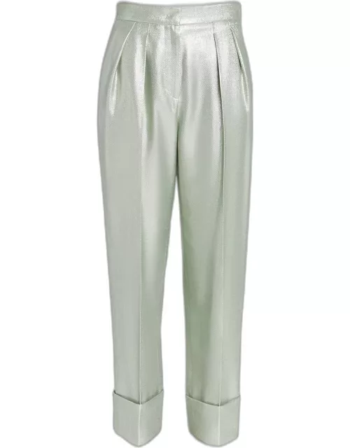 Viscose Textured Lurex Cuffed Trouser