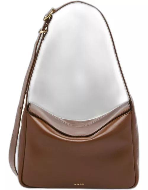 Small Fold-Over Flap Leather Shoulder Bag