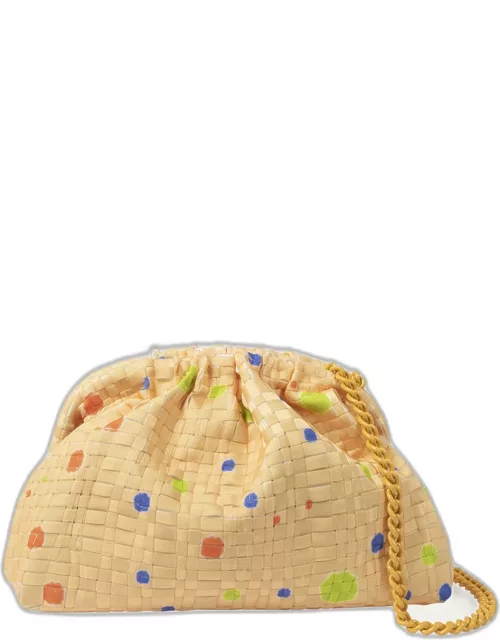 Multicolor Polka Dot Woven Clutch Bag