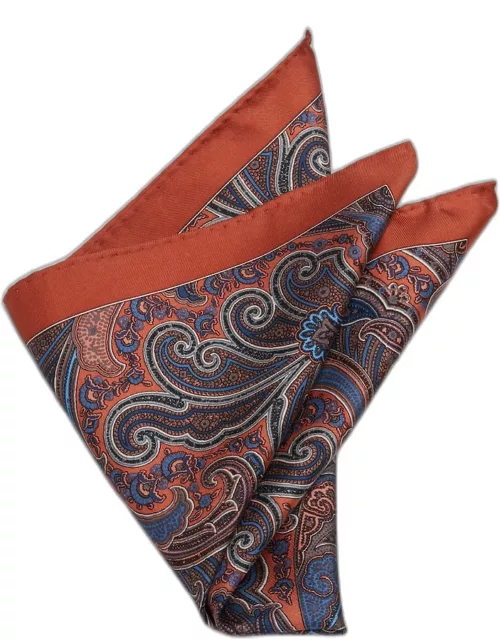 JoS. A. Bank Men's Paisley Pocket Square, Rust, One