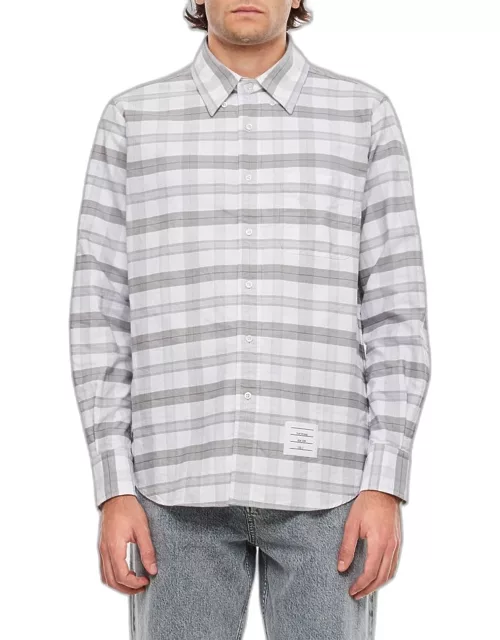Thom Browne Straight Fit Shirt In Tartan Check Oxford Grey