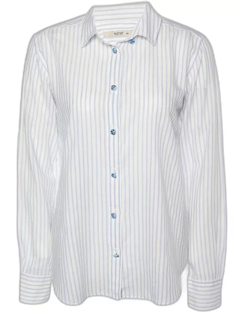 Etro White Striped Twill Button Front Shirt