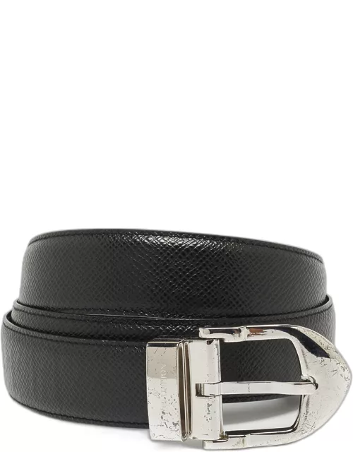 Louis Vuitton Black Taiga Leather Buckle Belt 90C