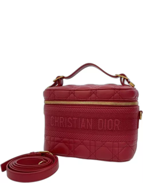 Dior Red Cannage Leather Small Vanity Shoulder Bag