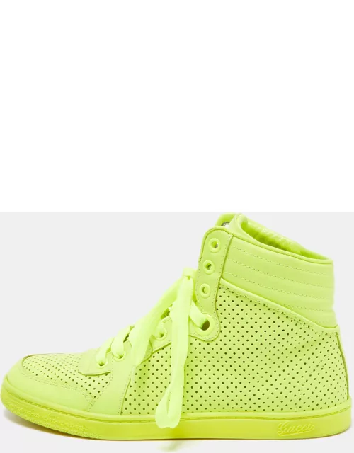 Gucci Neon Green Leather High Top Sneaker