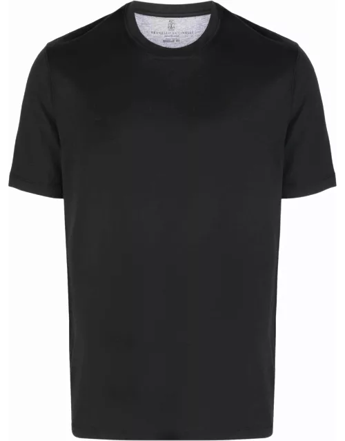 Silk-cotton black T-shirt