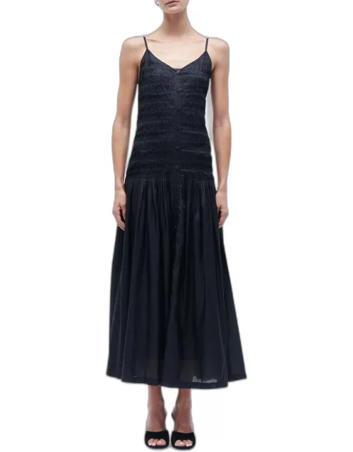 Holkham Pleated Button-Front Maxi Dres